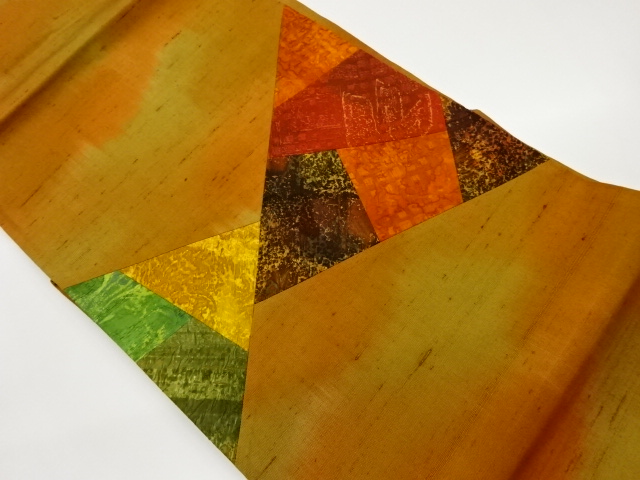 JAPANESE KIMONO / VINTAGE NAGOYA OBI / TSUMUGI / WOVEN ABSTRACT PATTERN